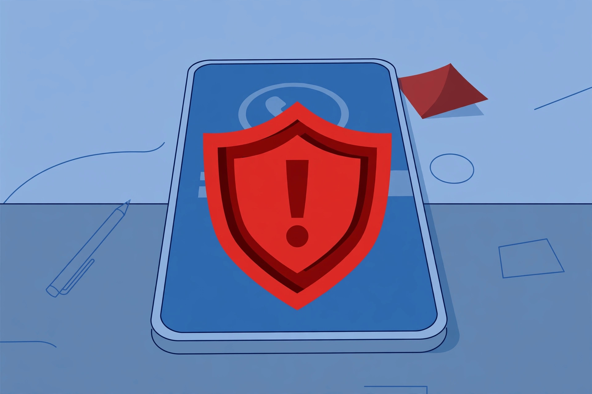 Smartphone showing an incoming call blocked by a red warning shield